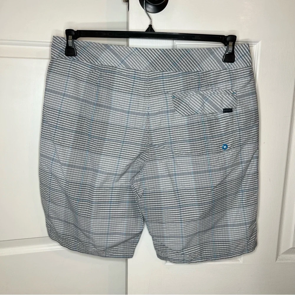 Prana El Porto Blue Gray White Plaid Swim Shorts Trunks Mens Sz 36 x 9